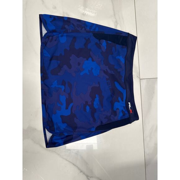 RLX Ralph Lauren Blue Black Camouflage Stretch Skort Sz M At Leisure Tennis Golf - Picture 4 of 14